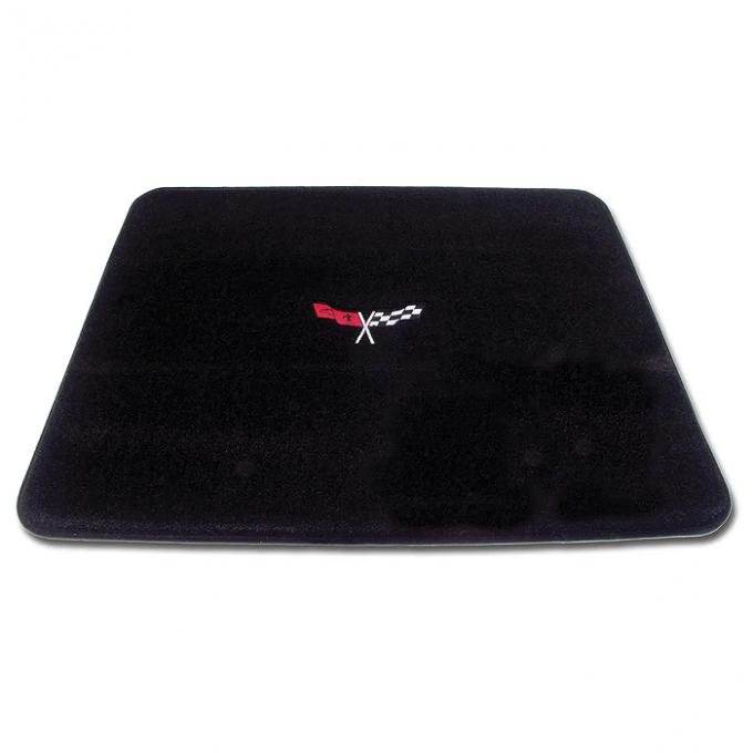 Corvette Cargo Mat, Black with Flags Applique, 1968-1982