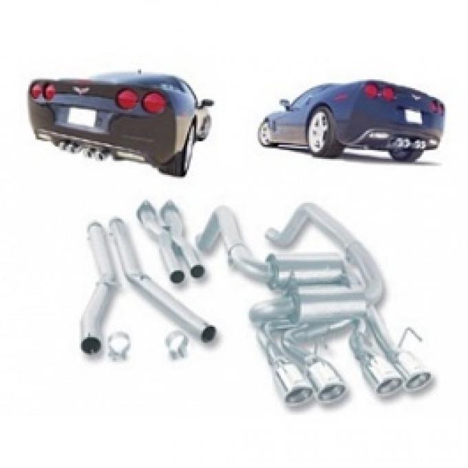 Corvette Exhaust System, Borla, Sport S-Type Series, With Quad Round Tips, 2005-2008