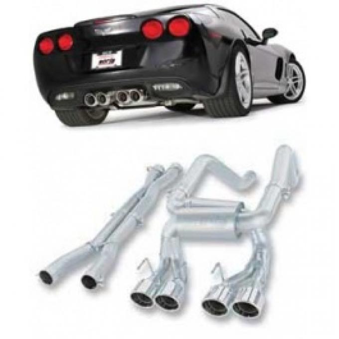 Corvette Exhaust System, Borla, Z06, Sport S-Type Series, With Quad Rolled Round Tips, 2006-2010
