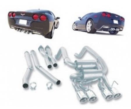 Corvette Exhaust System, Borla, Sport S-Type Series, With Quad Round Tips, 2005-2008