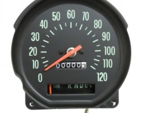 Chevelle Speedometer, With Green Numbers, Super Sport (SS), for Cars With Column Shift Transmission, 1970