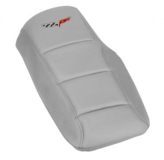 Corvette Console Cushion, with Embroidered C6 Logo, Machine Silver, 2005-2013