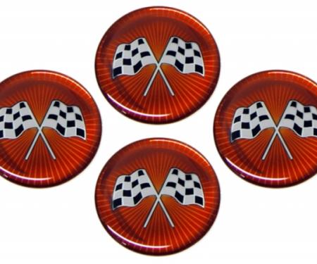 Corvette Emblem Set, Cross Flag Red Sunburst, Set of 4