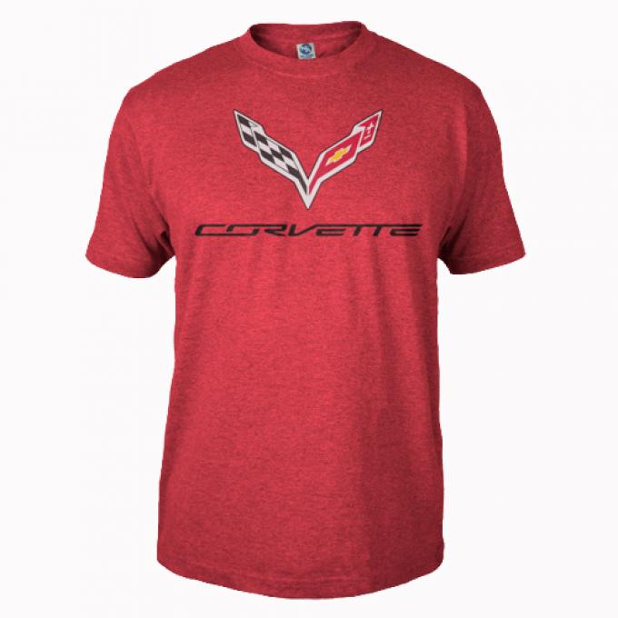 Corvette C7 Corvette Logo Flag T-Shirt, Red