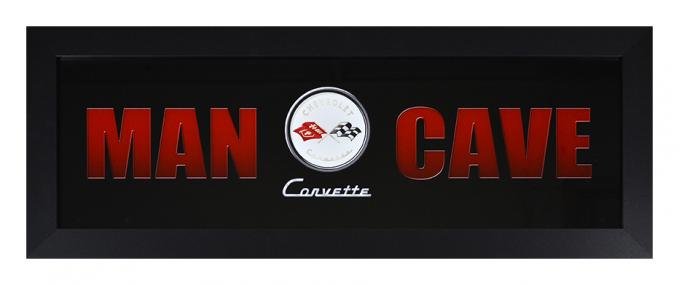 Corvette Man Cave with C1-C7 Logo Framed Sign