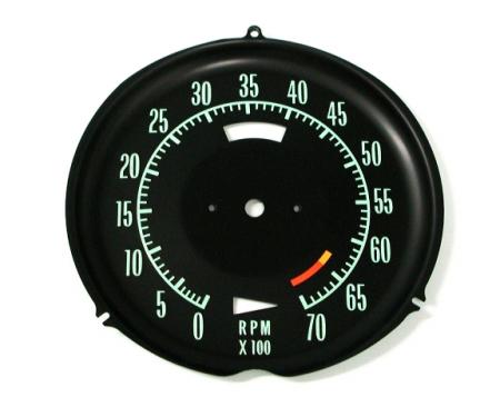 Corvette Tachometer Face, 6500 Redline, 1968-1971