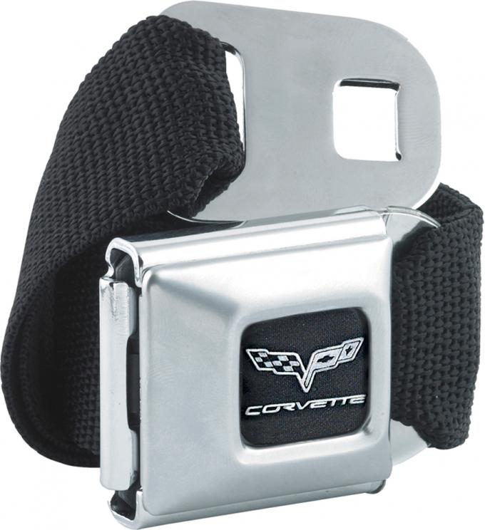 Corvette Seatbelt Belt, Black with C6 Logo