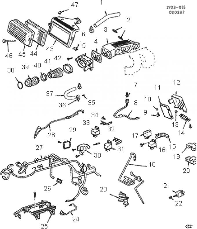 Corvette EGR Valve Vacuum Harness, 1987