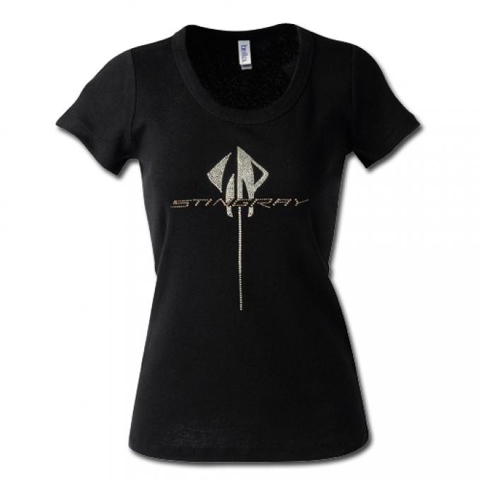 Corvette C7 Ladies Stingray Rightinestone T-Shirt, Black