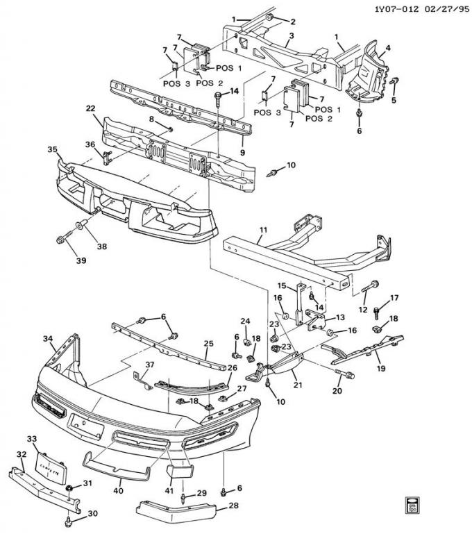 Corvette Bumper Cover Retainer, Front Center, 1991-1996