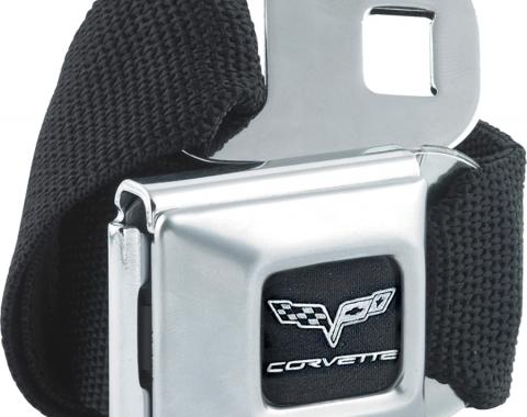 Corvette Seatbelt Belt, Black with C6 Logo