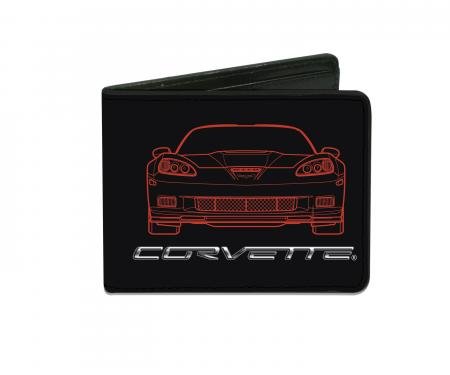 Corvette Bi-Fold Wallet with C6 Blueprints Front & Rear