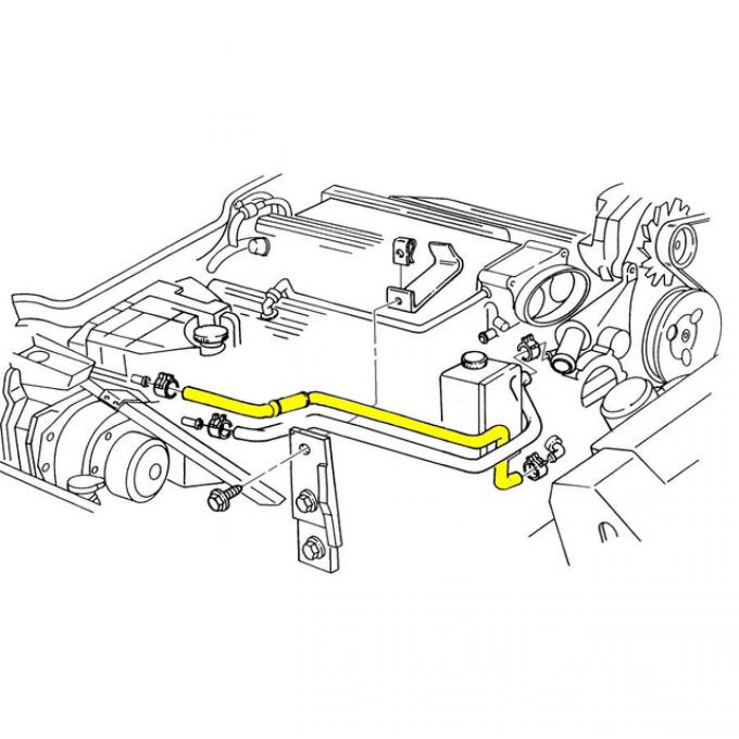 Corvette Heater Hose, Coolant Inlet Lower Water Pump Fitting to Lower Heater Core, LT1 & LT4, 1993-1996