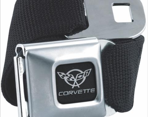 Corvette Seatbelt Belt, Black with C5 Logo