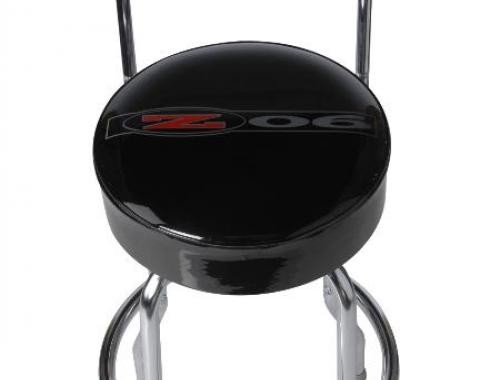 Corvette Stool, Black with Back Rest, C5 Z06 Emblem