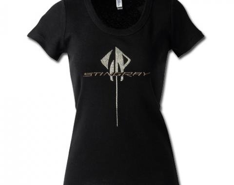 Corvette C7 Ladies Stingray Rightinestone T-Shirt, Black