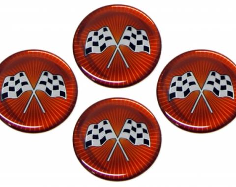 Corvette Emblem Set, Cross Flag Red Sunburst, Set of 4