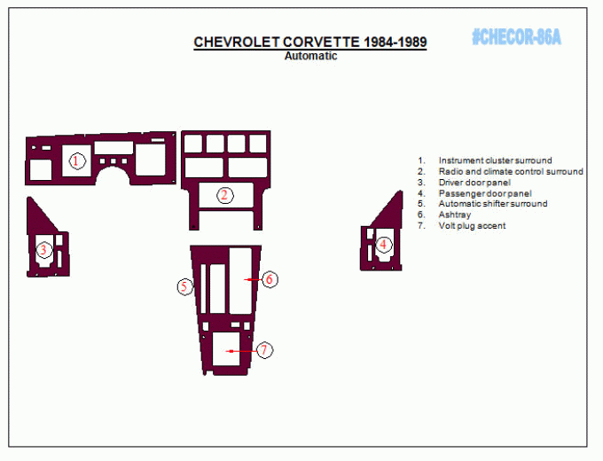 Corvette Carbon Fiber Dash Kit, Automatic, 1984-1989