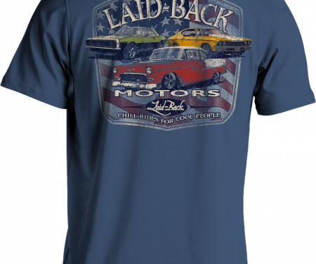Laid Back Fulton Motors Chevy T-Shirt, Blue