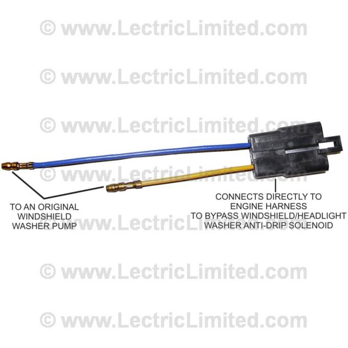 Lectric Limited 1969 Chevrolet Corvette Windshield Washer Pump Adapter Harness VWH6900CKB