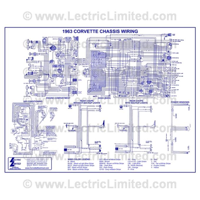 Lectric Limited 1963 Chevrolet Corvette Wiring Diagram VWD6300