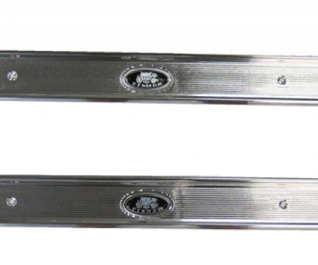 Chevelle Sill Plates, With Fisher Emblems, For 2-Doors Cars, 1968-1972