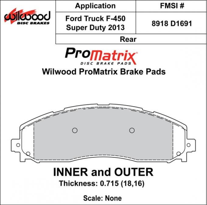 Wilwood Brakes Street Performance / Racing Pads - Plate: D1691 - Compound: PM - ProMatrix 150-D1691K
