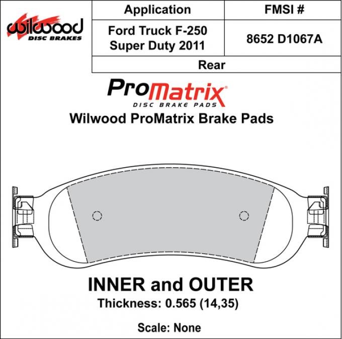 Wilwood Brakes Street Performance / Racing Pads - Plate: D1067A - Compound: PM - ProMatrix 150-D1067AK