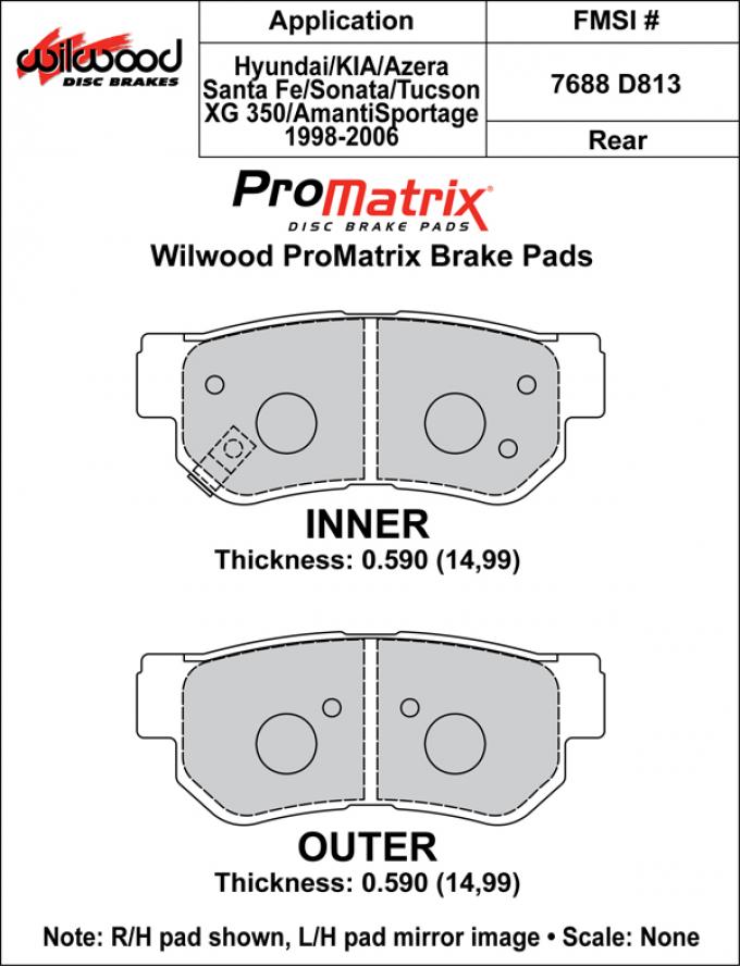 Wilwood Brakes Street Performance / Racing Pads - Plate: D813 - Compound: PM - ProMatrix 150-D0813K