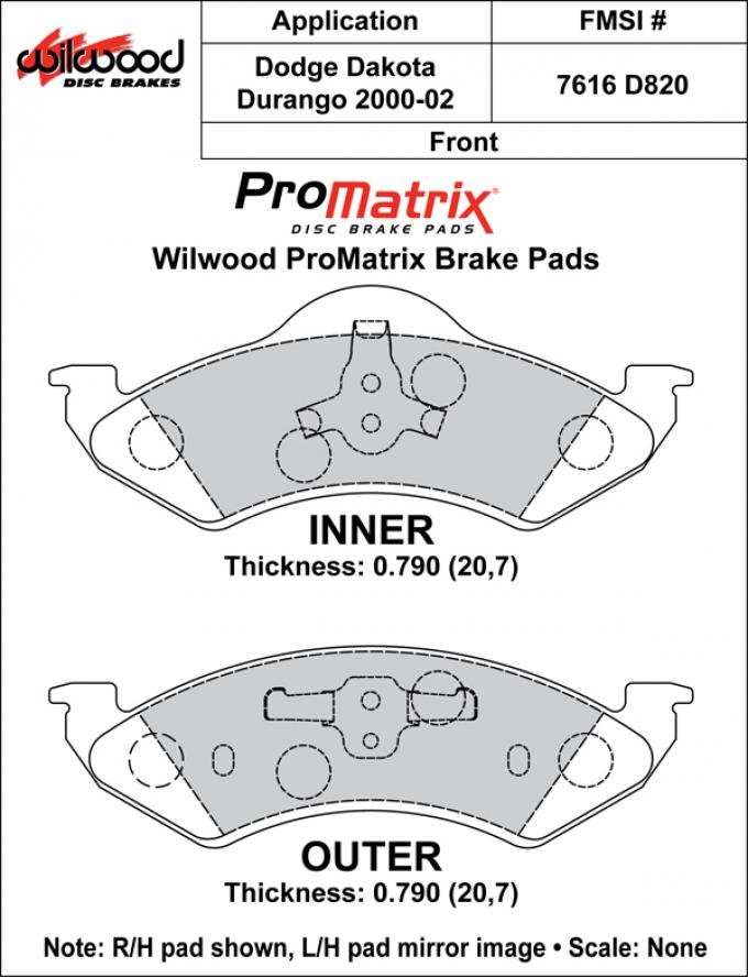 Wilwood Brakes Street Performance / Racing Pads - Plate: D820 - Compound: PM - ProMatrix 150-D0820K