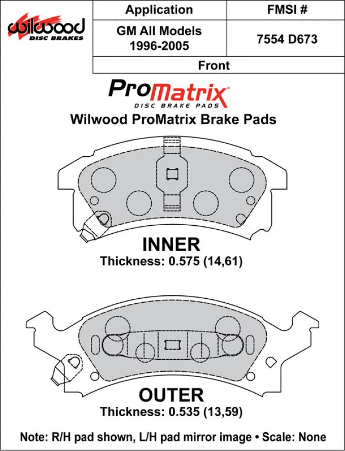 Wilwood Brakes Street Performance / Racing Pads - Plate: D673 - Compound: PM - ProMatrix 150-D0673K