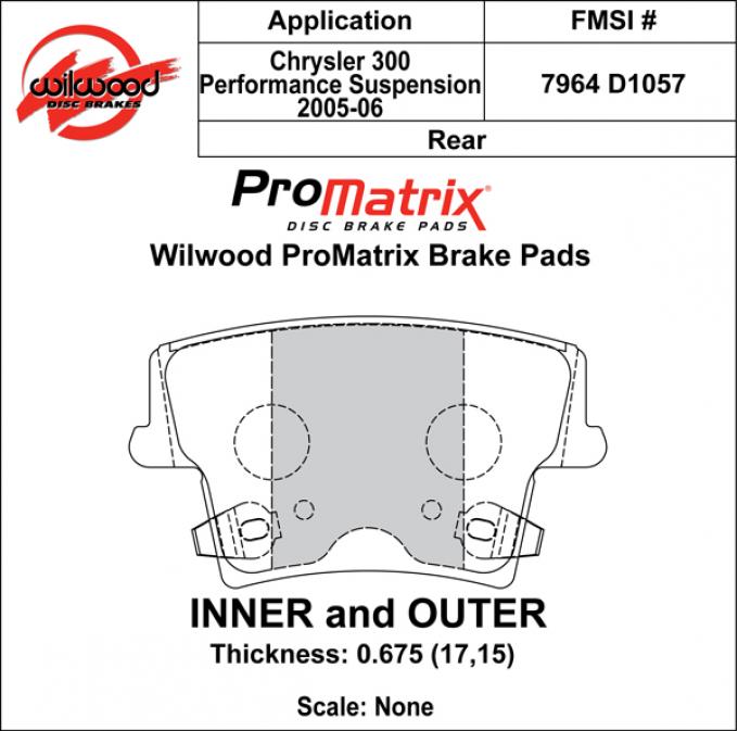 Wilwood Brakes Street Performance / Racing Pads - Plate: D1057 - Compound: PM - ProMatrix 150-D1057K