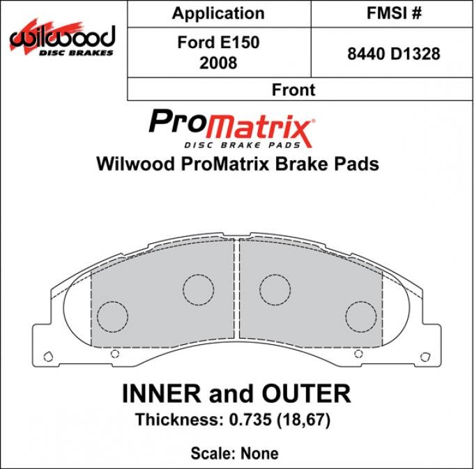 Wilwood Brakes Street Performance / Racing Pads - Plate: D1328 - Compound: PM - ProMatrix 150-D1328K