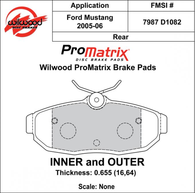 Wilwood Brakes Street Performance / Racing Pads - Plate: D1082 - Compound: PM - ProMatrix 150-D1082K