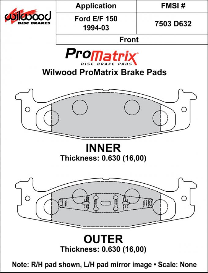 Wilwood Brakes Street Performance / Racing Pads - Plate: D632 - Compound: PM - ProMatrix 150-D0632K