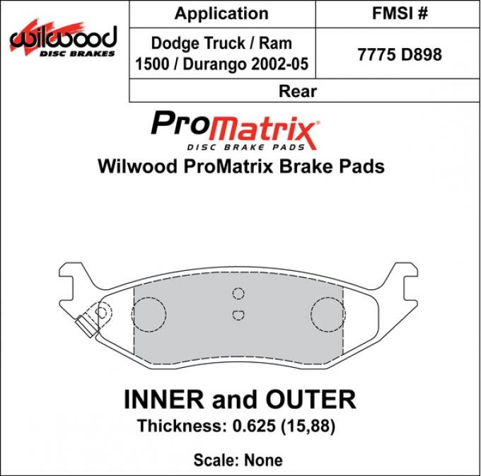 Wilwood Brakes Street Performance / Racing Pads - Plate: D898 - Compound: PM - ProMatrix 150-D0898K