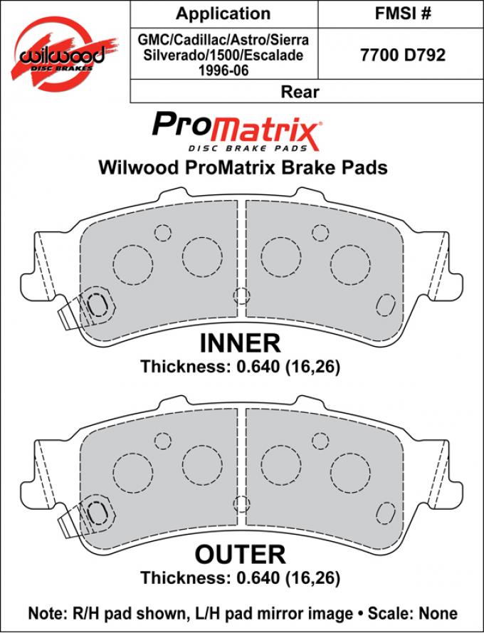 Wilwood Brakes Street Performance / Racing Pads - Plate: D792 - Compound: PM - ProMatrix 150-D0792K