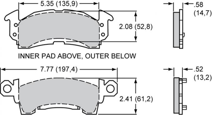 Wilwood Brakes Street Performance / Racing Pads - Plate: D52 - Compound: PolyMatrix E 15E-6102K