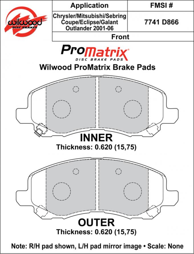 Wilwood Brakes Street Performance / Racing Pads - Plate: D866 - Compound: PM - ProMatrix 150-D0866K