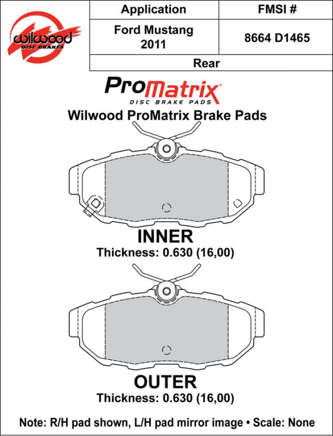 Wilwood Brakes Street Performance / Racing Pads - Plate: D1465 - Compound: PM - ProMatrix 150-D1465K