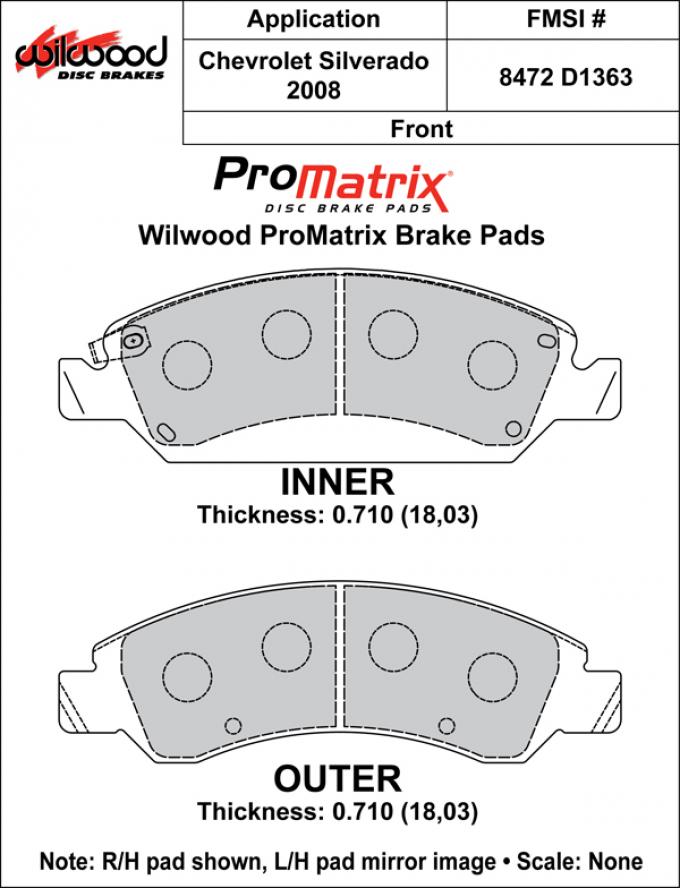 Wilwood Brakes Street Performance / Racing Pads - Plate: D1363 - Compound: PM - ProMatrix 150-D1363K