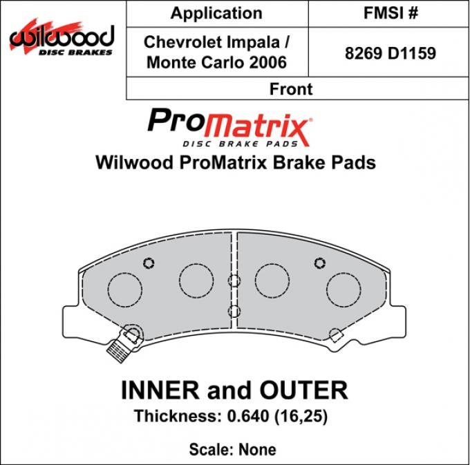 Wilwood Brakes Street Performance / Racing Pads - Plate: D1159 - Compound: PM - ProMatrix 150-D1159K