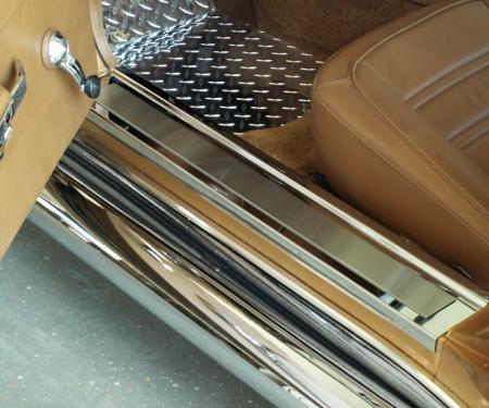 American Car Craft Doorsills Polished /w Satin Inserts Deluxe 2pc 011002
