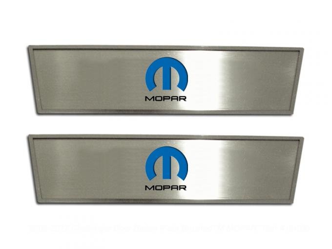 American Car Craft 2008-2020 Dodge Challenger Door Badge Plate Satin Blue "Mopar Style M Inlay" 151030