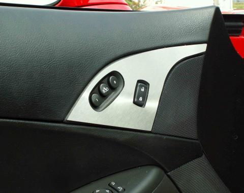 American Car Craft 2005-2013 Chevrolet Corvette Door Lock Trim Plate Satin w/option button 2pc 041021