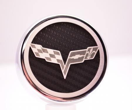 2005-2013 C6 Corvette - Crossed Flags Logo Fluid Cap Cover Set 5Pc - Choose Color Inlay 043082