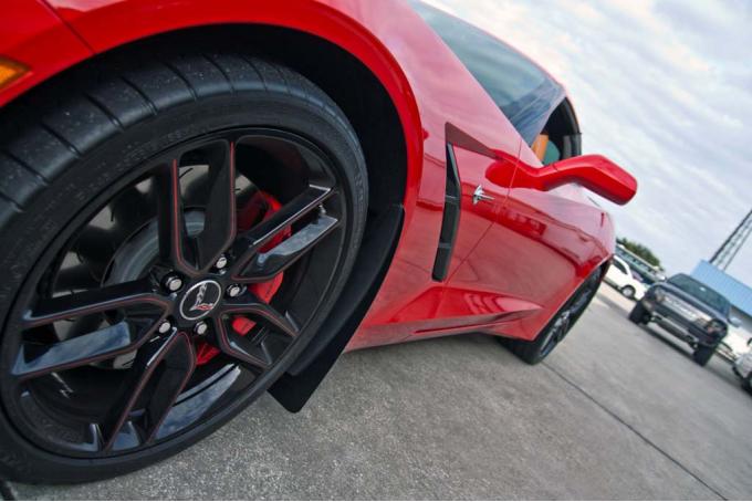 American Car Craft 2015-2019 Chevrolet Corvette Mud Guards Polished w/ Carbon Fiber Backing 4pc 052090