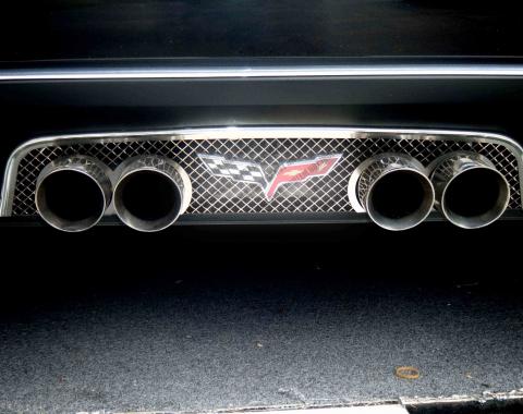 American Car Craft 2005-2013 Chevrolet Corvette Exhaust Filler Panel Stock Exhaust Laser Mesh 042003