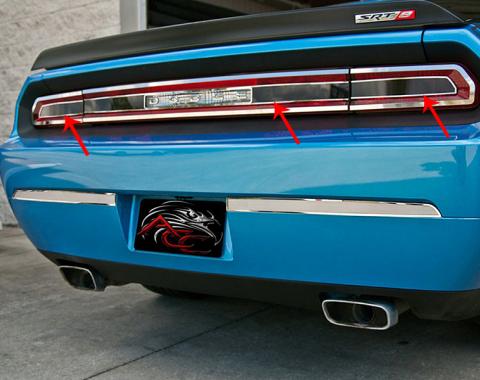 American Car Craft 2008-2014 Dodge Challenger Taillight Insert Trim Plate Smoked Plexi w/Polished Trim 152021
