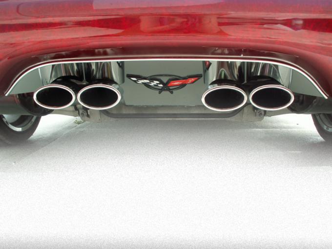 American Car Craft Exhaust Filler Panel Polished w/ Crossed Flags Emblem GM Licensed Stock 032003